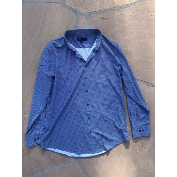 Mizzen+Main Navy Patterned Button Down Shirt - Picture 1 of 3